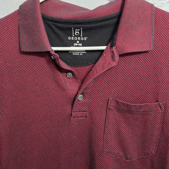 George Men's Dark Red with Black detailed design Polo Shirt Size Medium - Picture 2 of 5